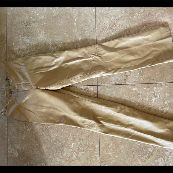 Rem Garson Tan Leather Pants - Picture 1 of 5